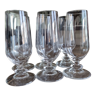 Set of 6 vintage champagne flutes on low crystalline stand