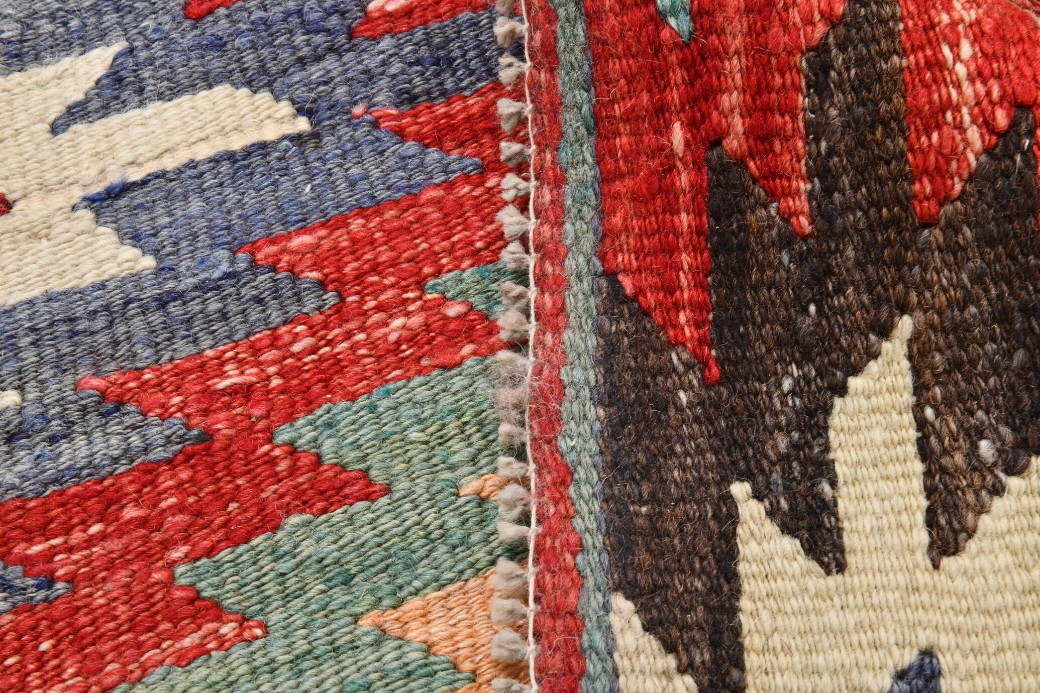 Multicolor Star Pattern Decorative Kilim Rug, 141x275 Cm