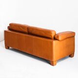 Three-seater sofa in cognac-colored leather produced by De Sede. Model DS-17/123, Switzerland, 2000s