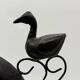 Vase with birds in forged metal, handcrafted, 1960s