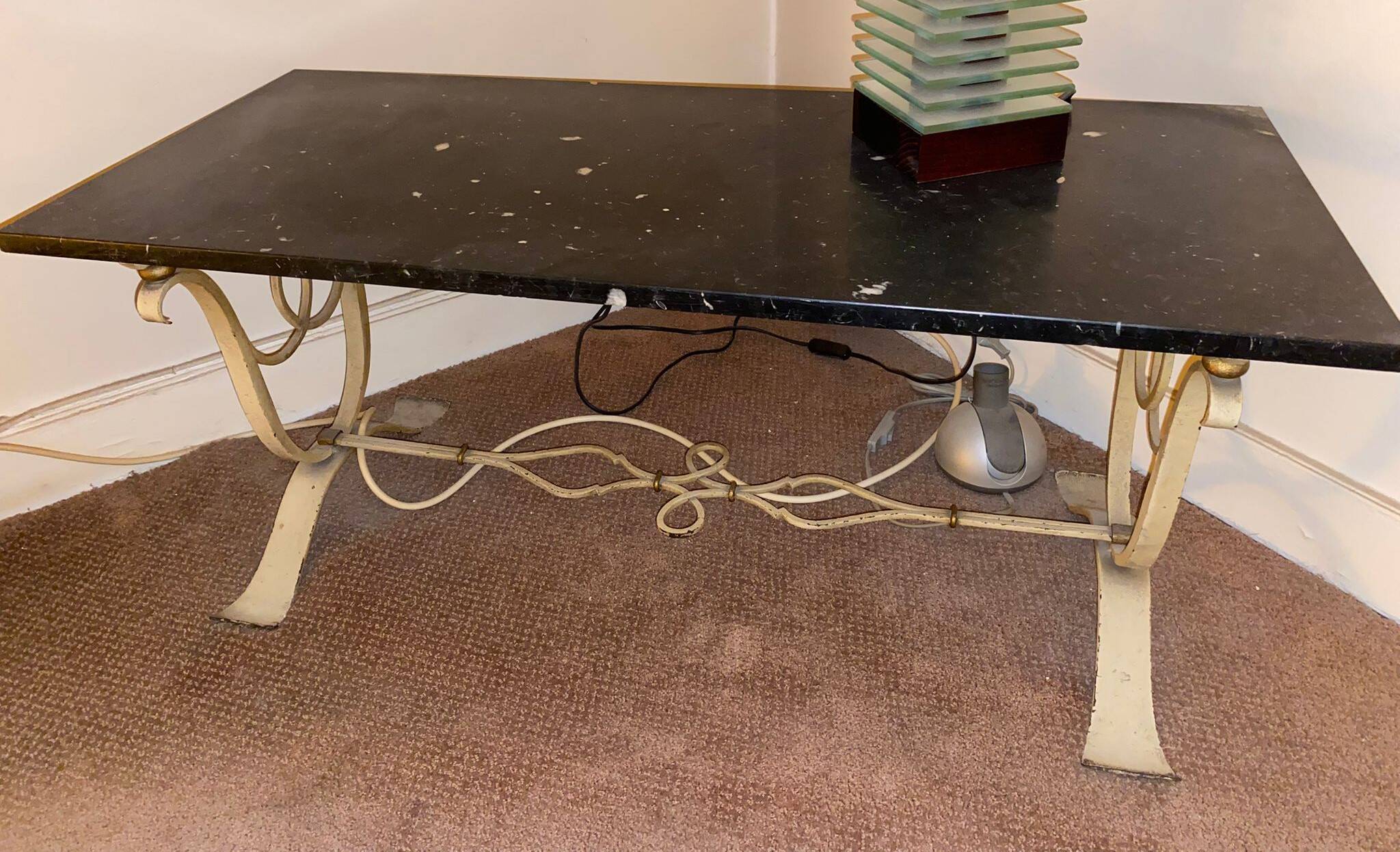 Marble & wrought iron coffee table, 1940