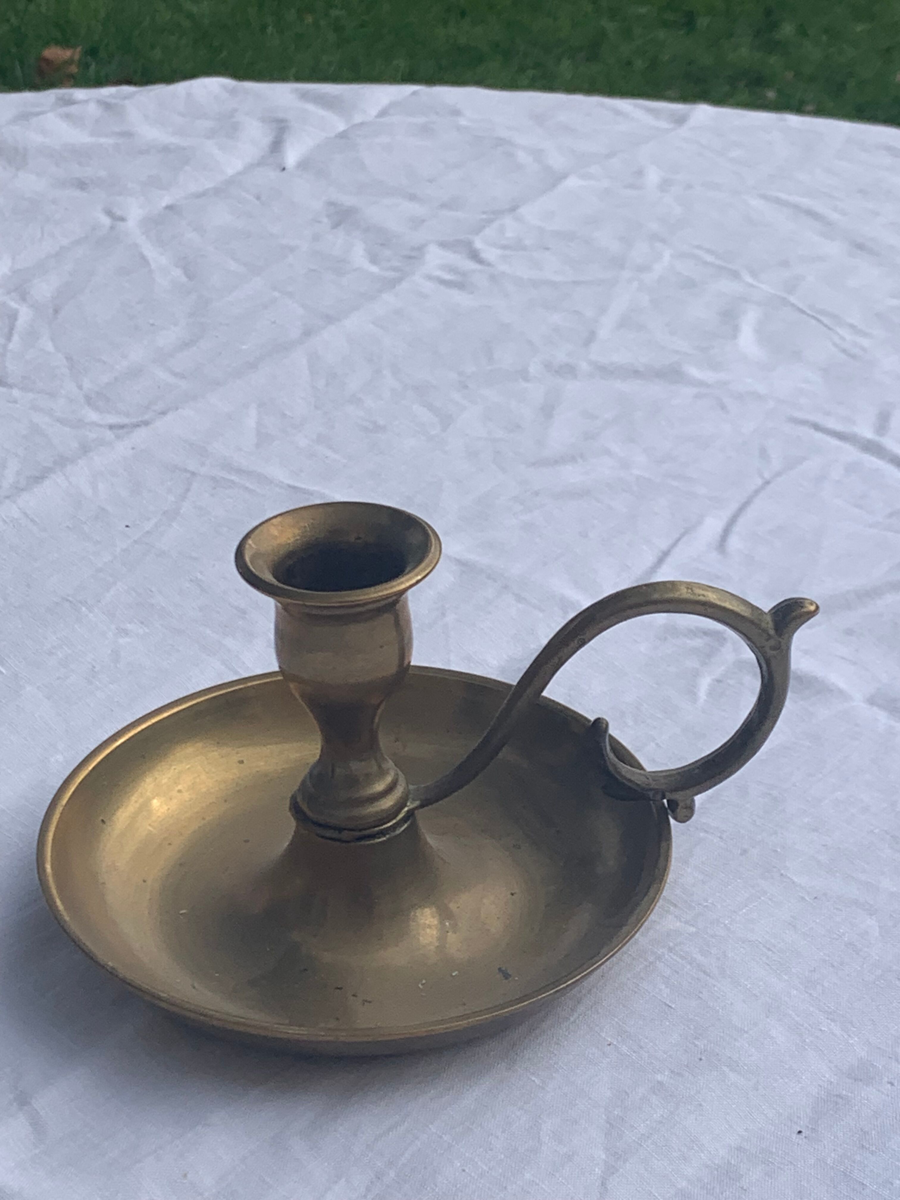 Antique thumb holder, vintage gilded brass cellar rat