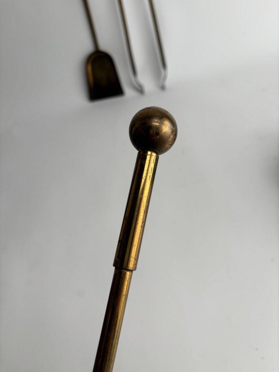 Paire de chenets en laiton et métal, Italie, années 1950