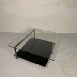 Glass coffee table 110 x 110 cm in the style of Rolf Benz and Metaform
