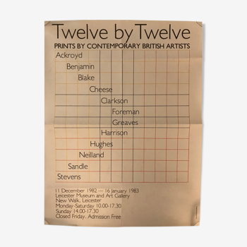 Affiche poster Exposition "Twelve by Twelve" Leicester Museum, 1982-1983