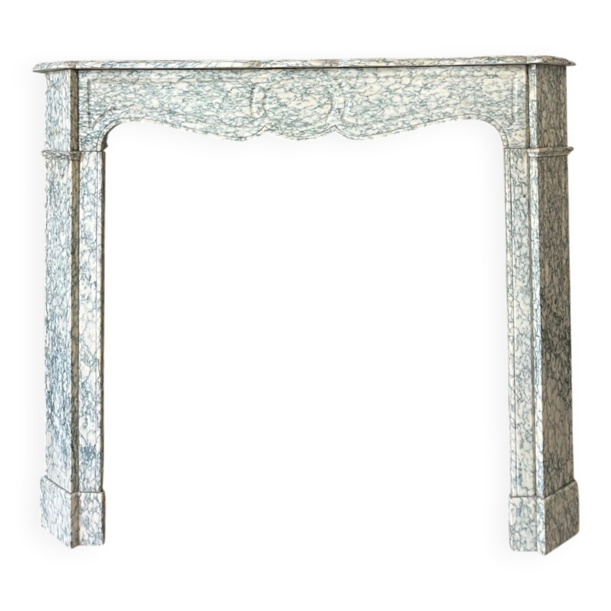 Cheminée de Louis XV pompadour circa 1900 marbre vert d’Estours