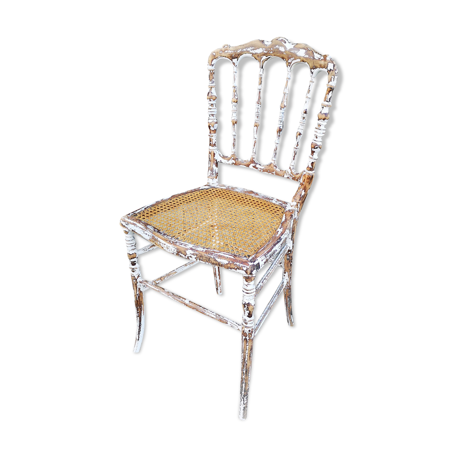 Chaise Napoléon III patinée blanche