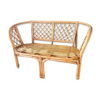 Vintage rattan bench
