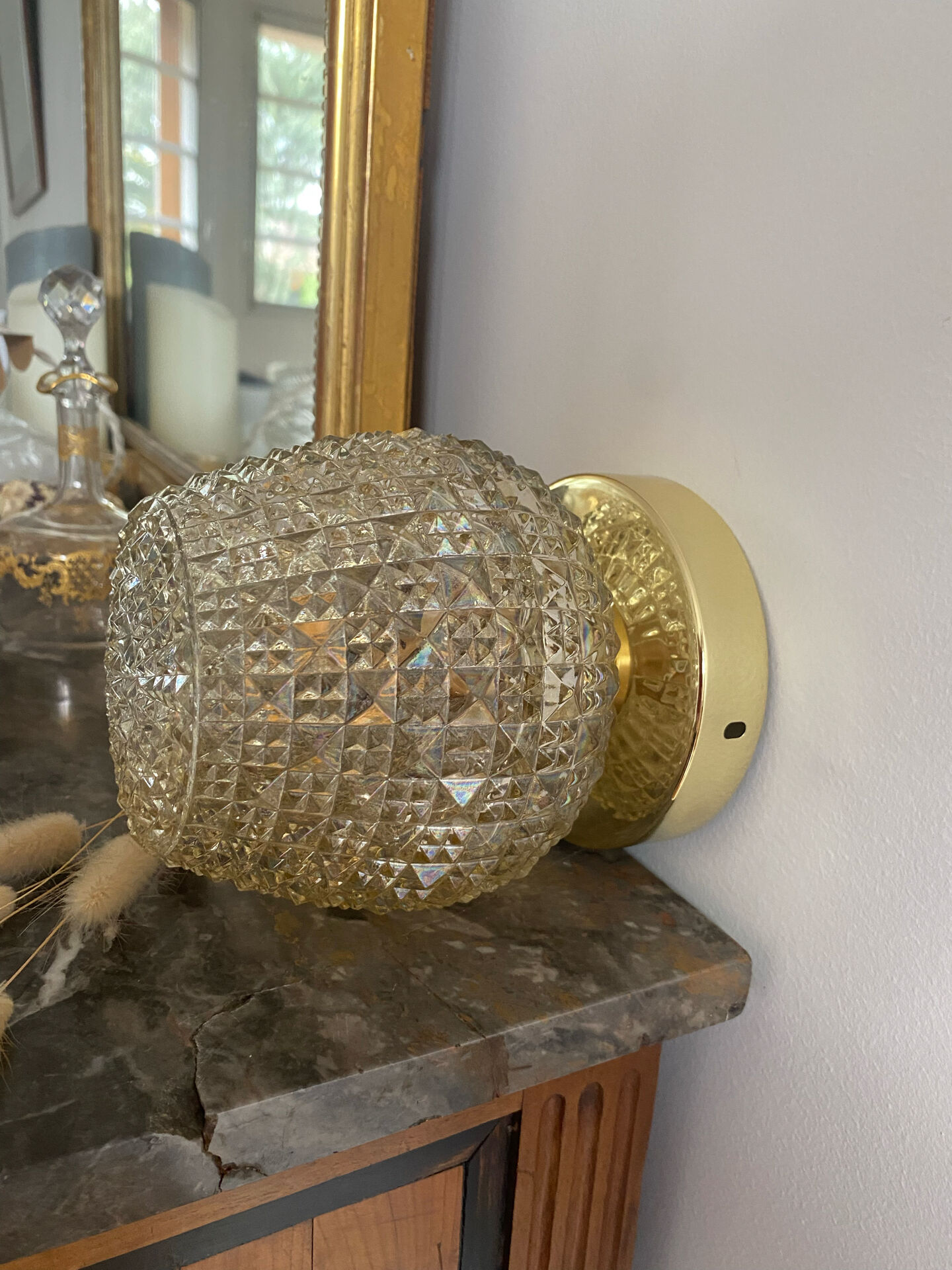 Vintage glass globe wall light