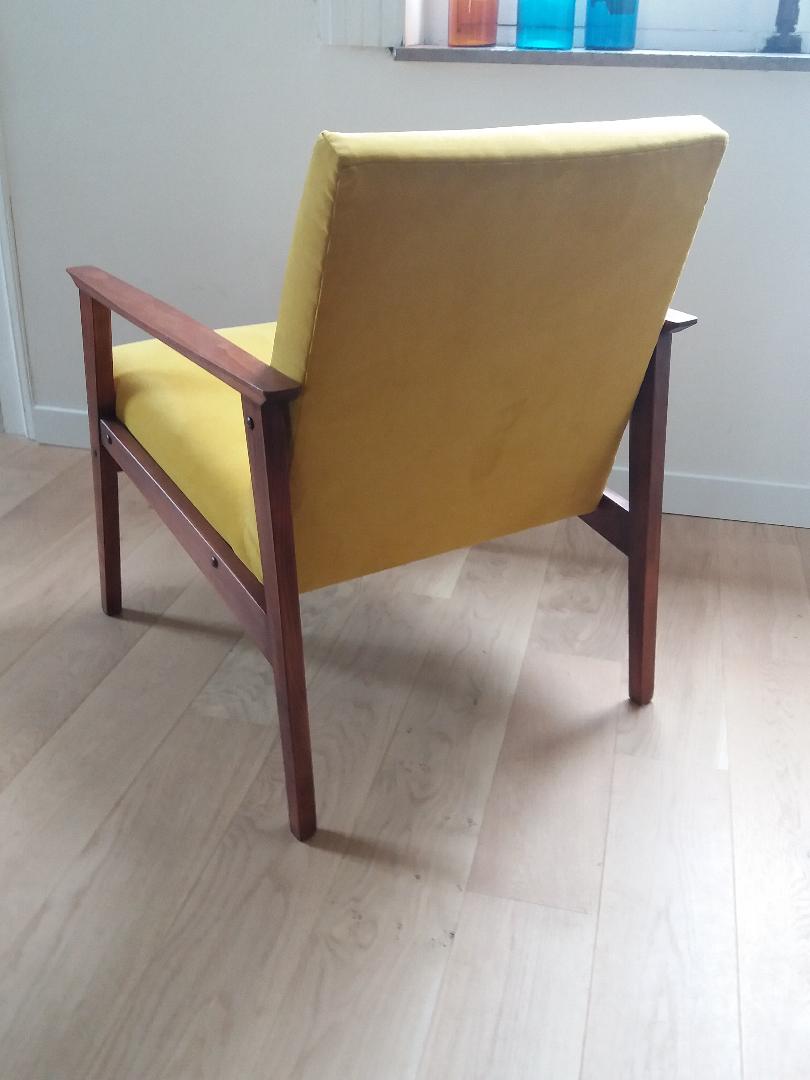Pair of restored armchairs - yellow velvet