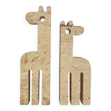 Pair of travertine giraffes Enzo Mari - Fratelli Mannelli, Italy, 1970