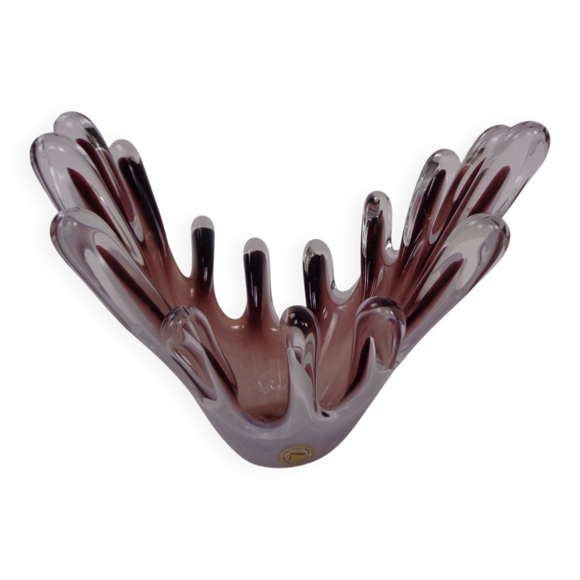 Handmade crystal glass bowl from Gränna Glas, Sweden, 1970s