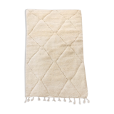 Moroccan Berber carpet blessed ouarain ecru plain with engraved diamonds 167x105cm