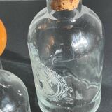 BOTTLES Engraved Glass and VINTAGE Wood