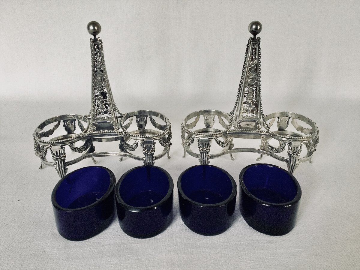 Pair of solid silver salt pans