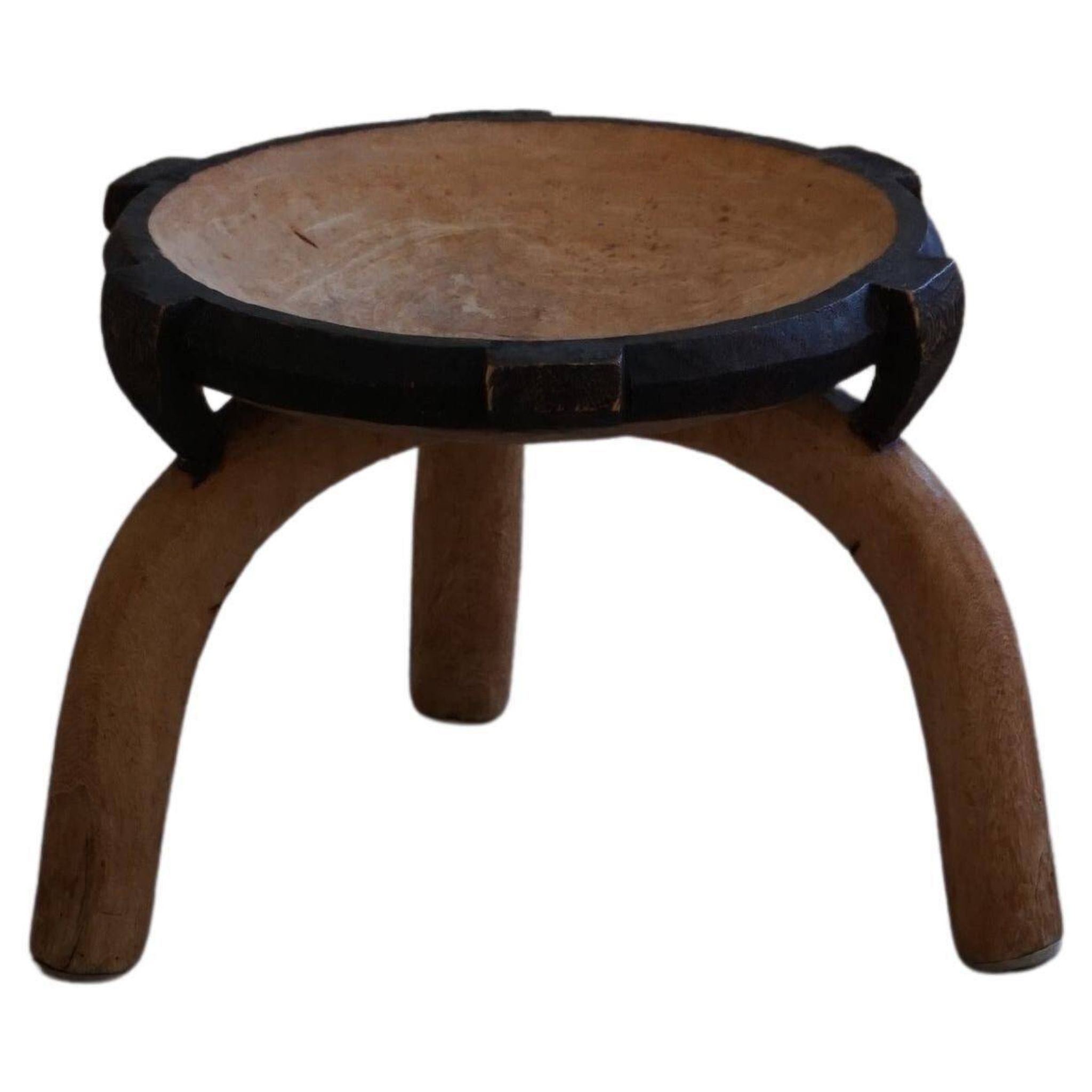 Wabi Sabi tripod stool / Solid wood side table, Scandinavia, 1950s