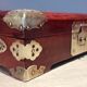 Jewelry box, Chinese jade stone - Wood - Mahogany, Brass