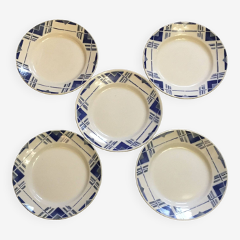 5 soup plates - Saint-AMAND CERANOR earthenware Basque model - vintage.art deco