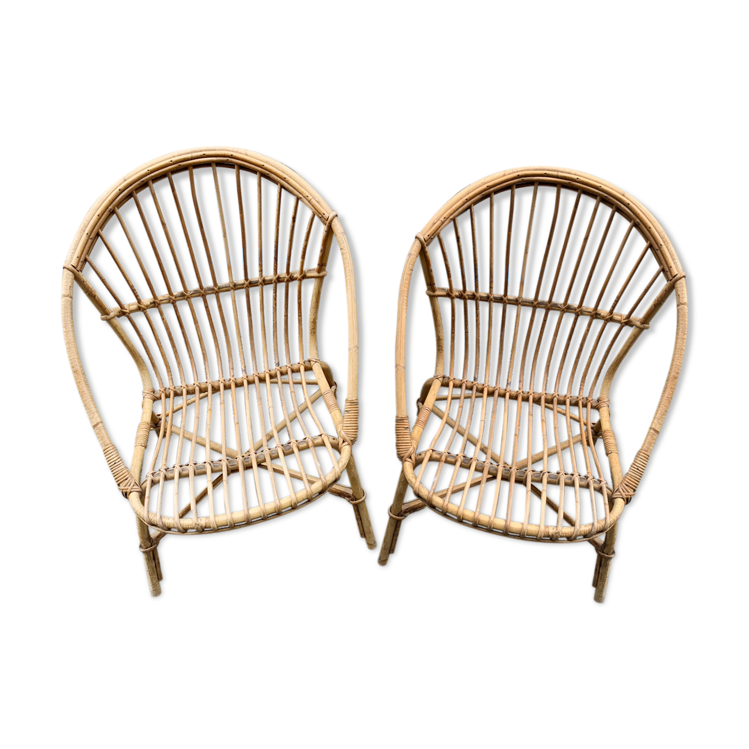 Pair of antique rattan armchairs