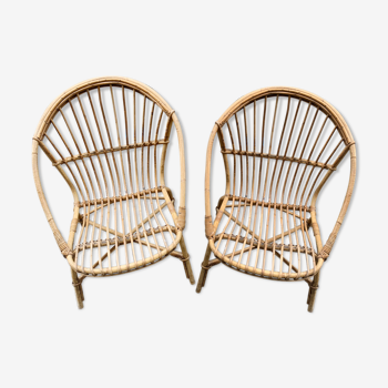 Pair of antique rattan armchairs