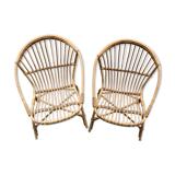 Pair of antique rattan armchairs