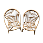 Paire de fauteuils anciens en rotin