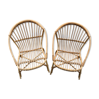 Pair of antique rattan armchairs