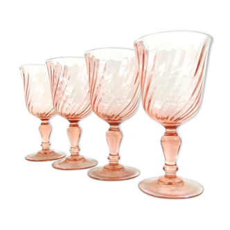 Lot of 4 glasses a wine or water, roses from Arcoroc