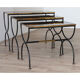 Vintage nesting tables in metal and black opaline glass 1950