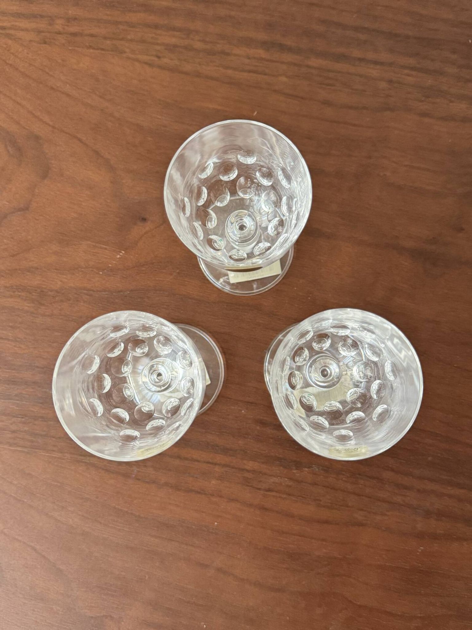 Set of 3 Vintage Cristal d'Arques French Lead Crystal Wine Glasses