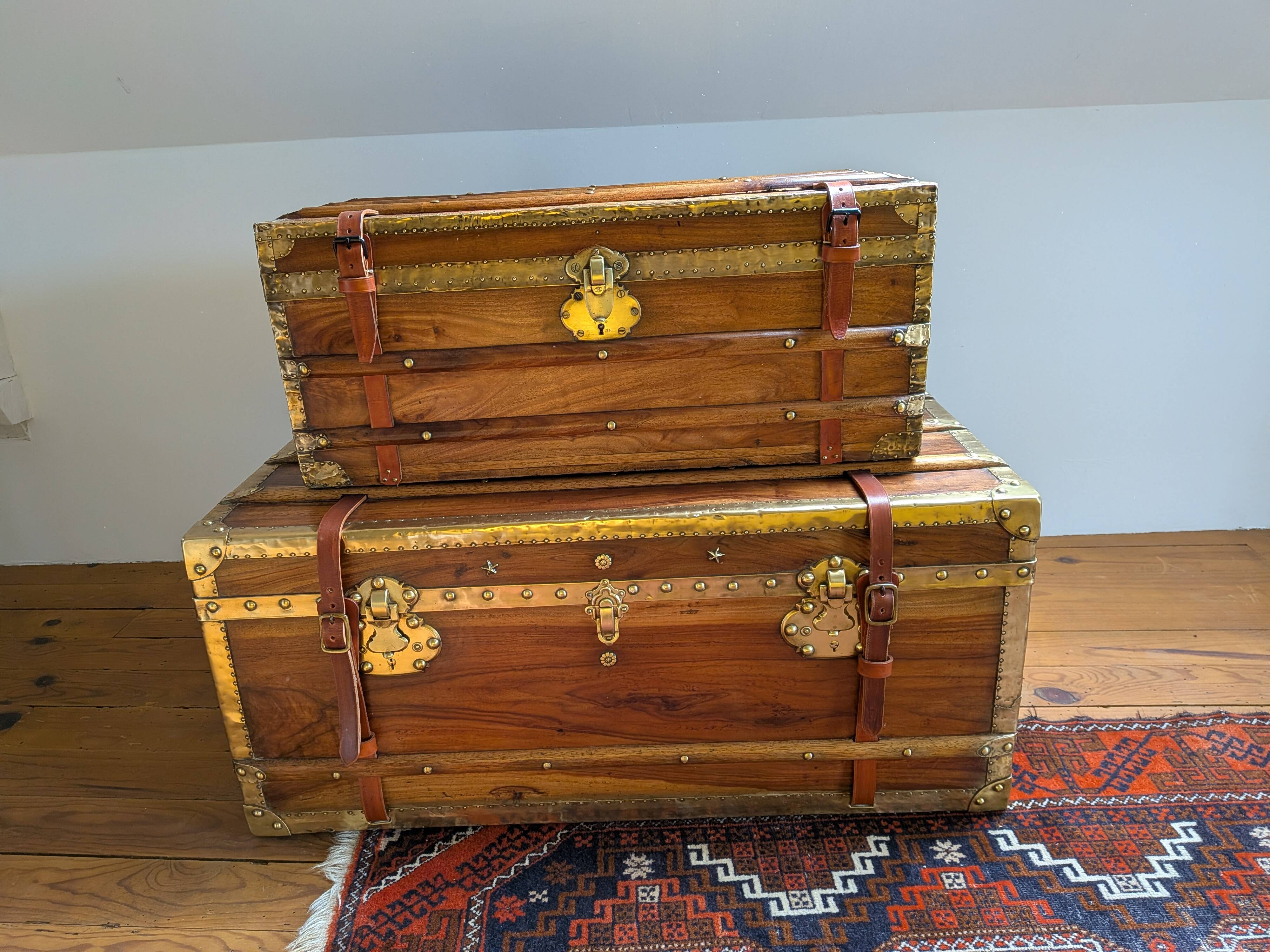 Lot de 2 malles de voyage en camphrier, fin XIXème