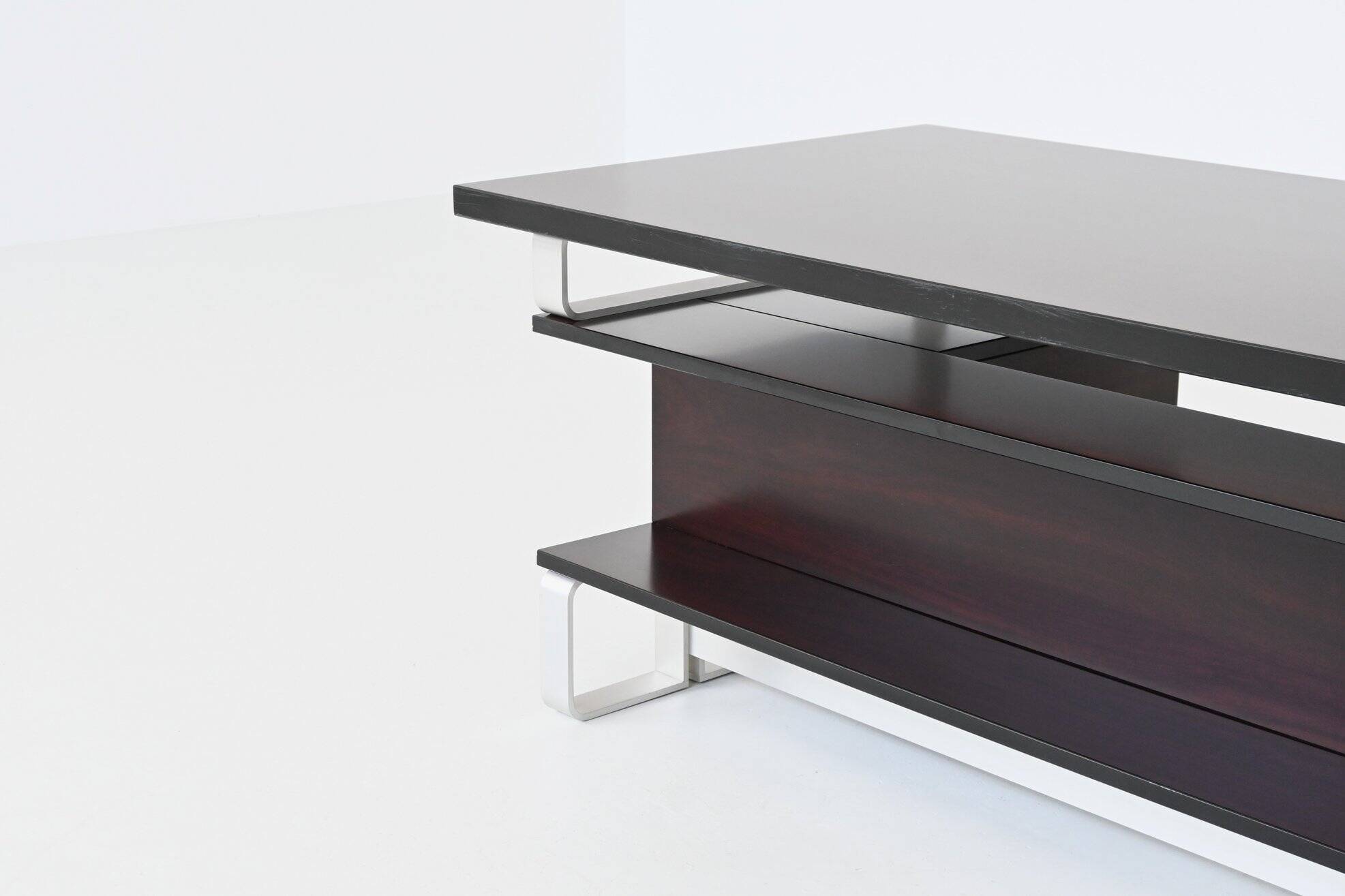 Abbondinterni executive corner desk in Mahogany Italy 1970