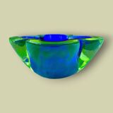 Ashtray or glass pocket tray in blue and green sommerso, Murano, 1960s