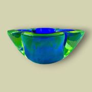 Ashtray or glass pocket tray in blue and green sommerso, Murano, 1960s
