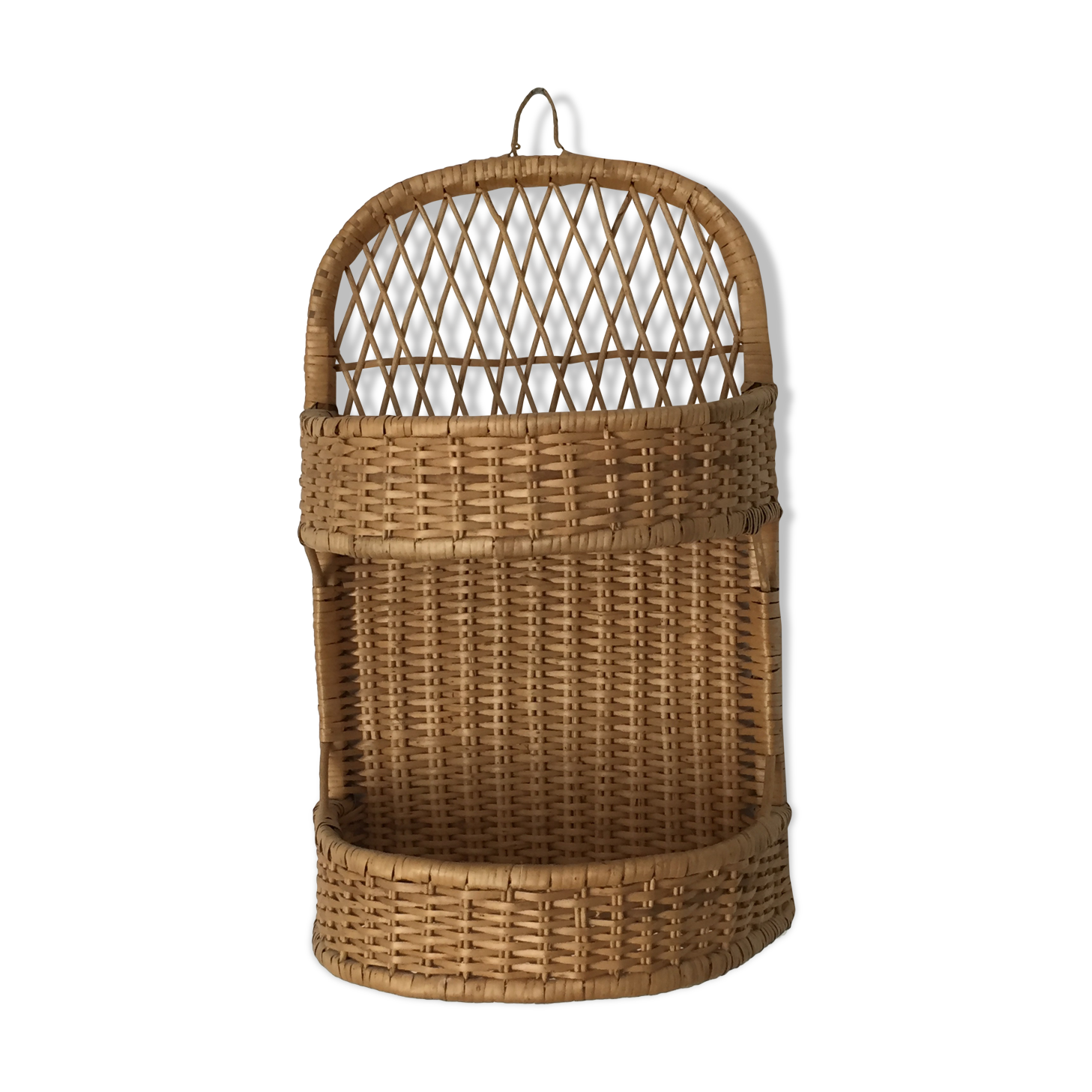 Rattan shelf, vintage storage
