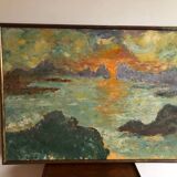 Oil painting on canvas sunset