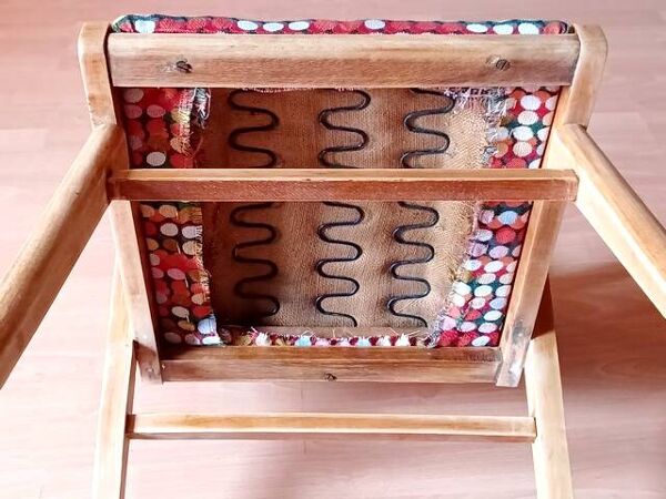 Fauteuil de bureau bridge restauré pieds compas vintage années 50