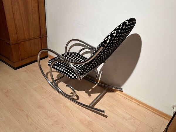 Chaise berçante Bauhaus en acier tubulaire chromé, Allemagne, années 1930