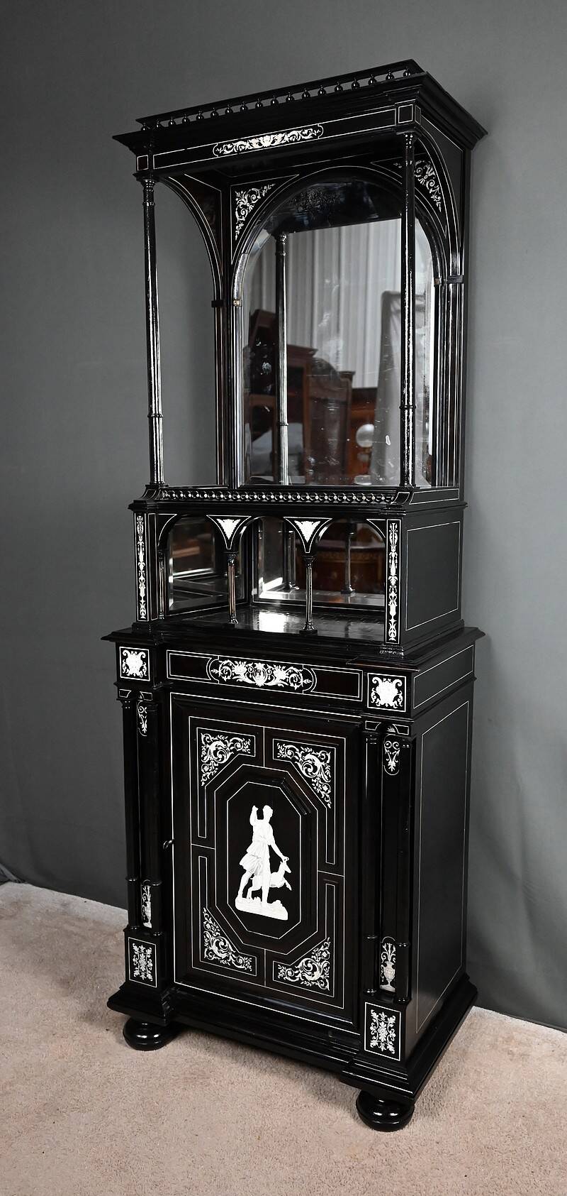 Display Cabinet in Blackened Pear Wood, Napoléon III period – 2nd half of the 19th century