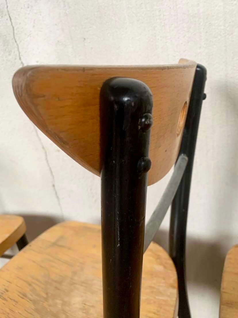 Series Set of 6 vintage bistro chairs in curved wood