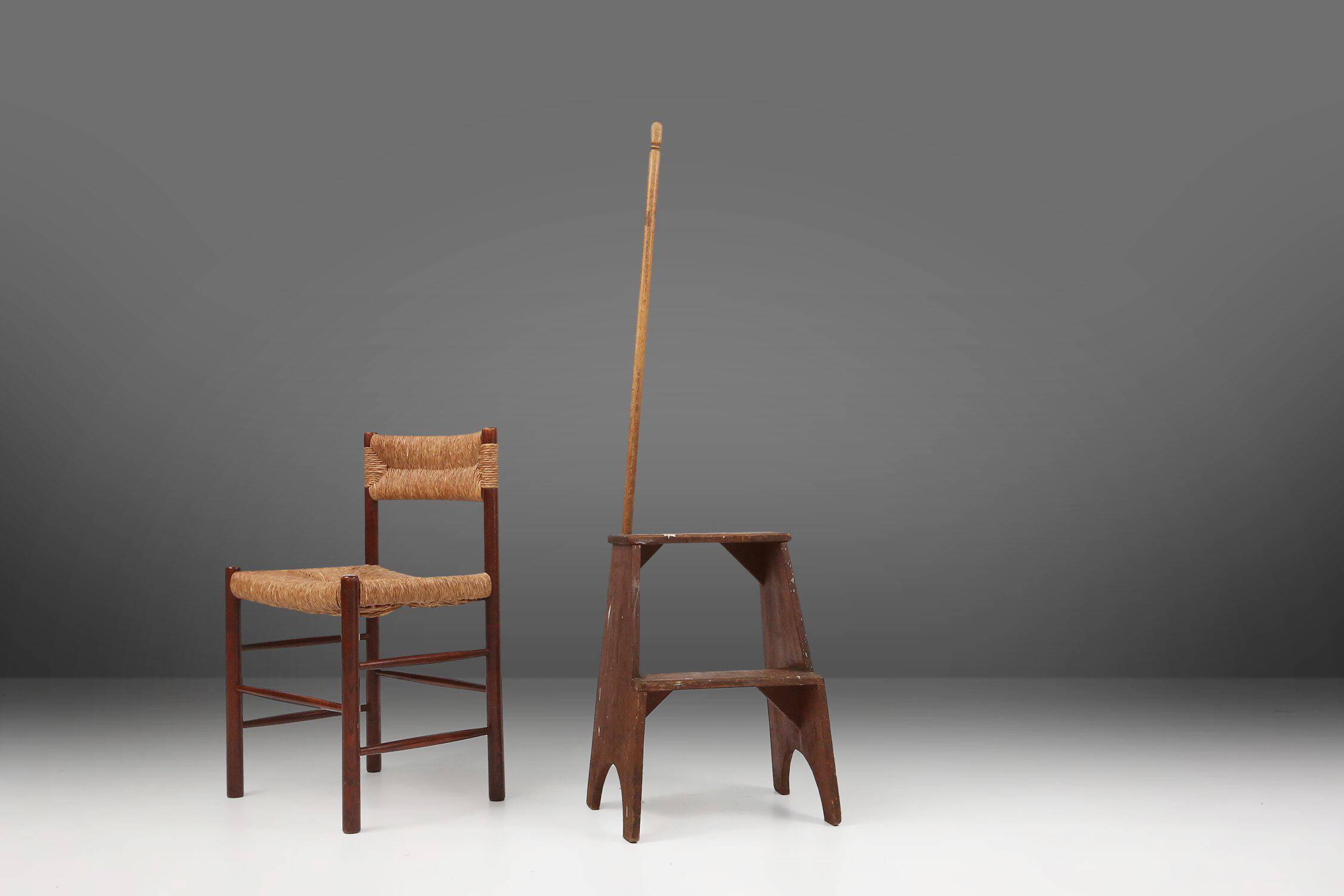 Industrial Wooden Stepladder, France ca. 1900