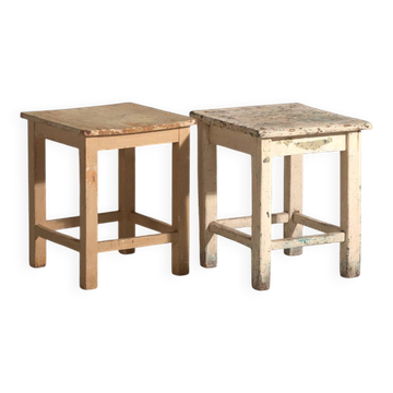 Tables de chevet anciennes en bois de pin – Europe centrale, vers 1940 #5