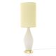 Table lamp in opaline glass and brass with a parchment shade, 1950s.