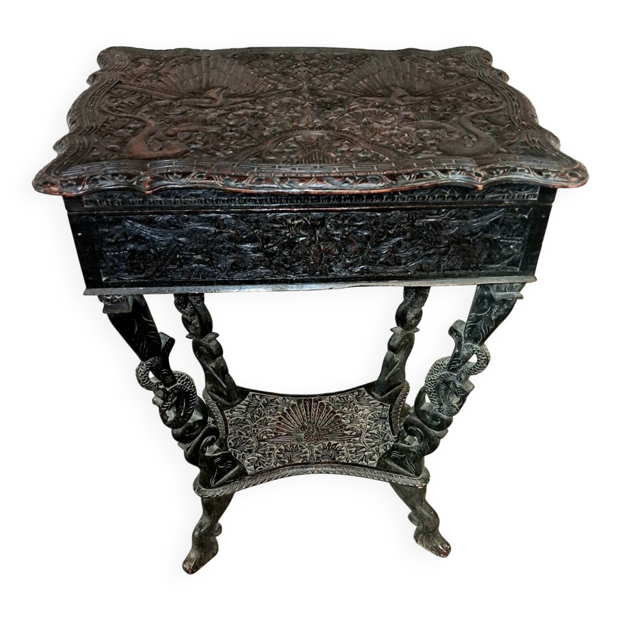 Ethnic carved wooden worker's furniture