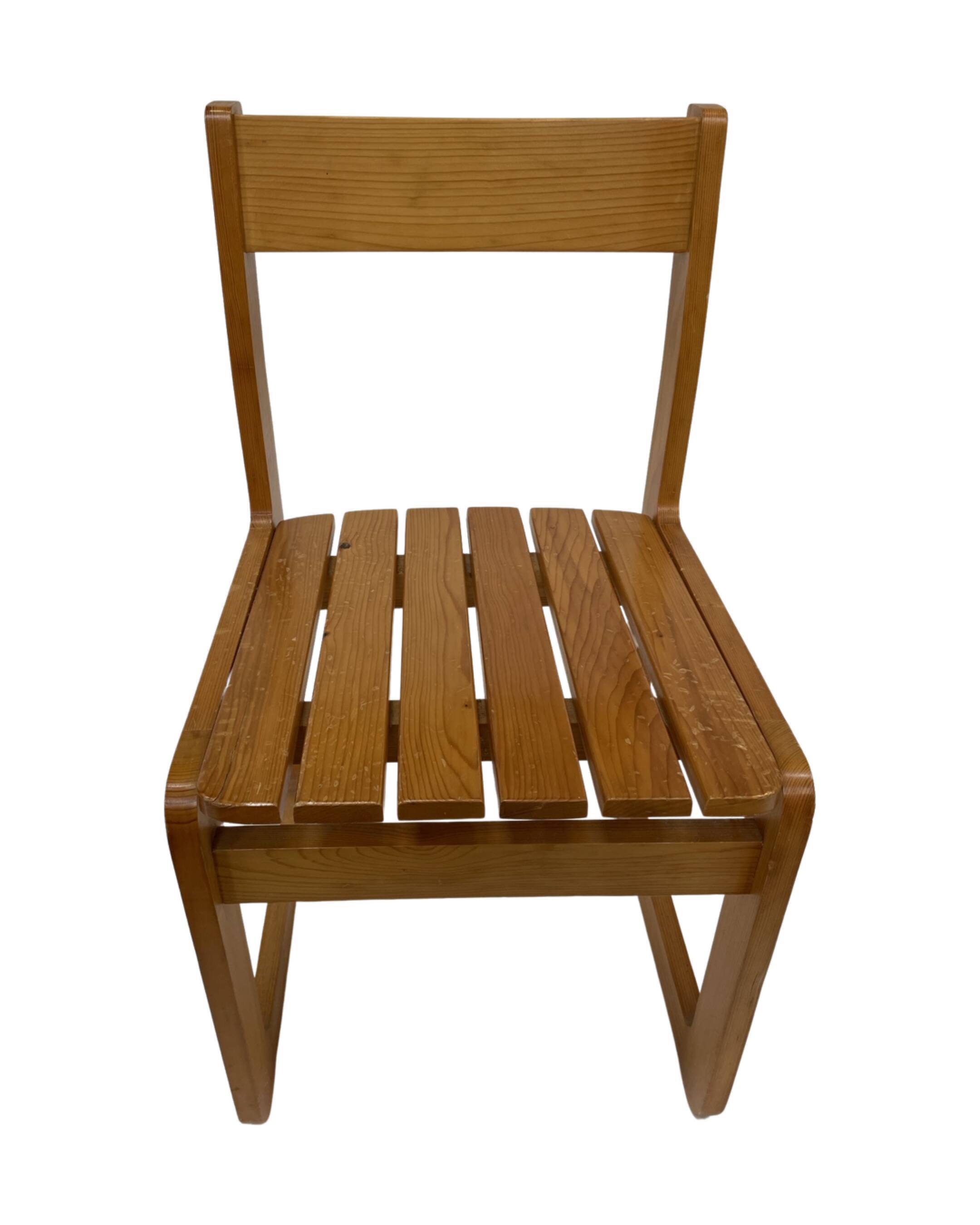 Vintage Pinewood dining chair 70's minimalist design