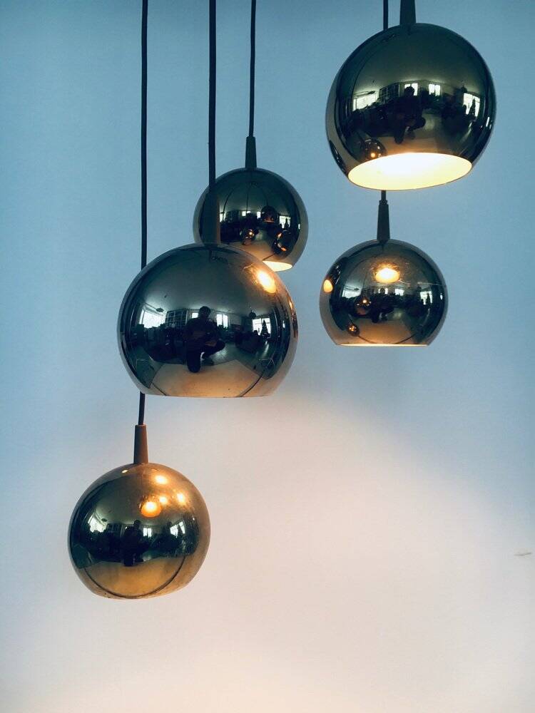 Golden Cascade 5-Ball Ceiling Lamp, Italy, 1980s