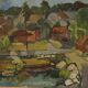 Original Swedish Oil On Panel – "Village" By Bertil Lundqvist – Signed – Vintage & Framed