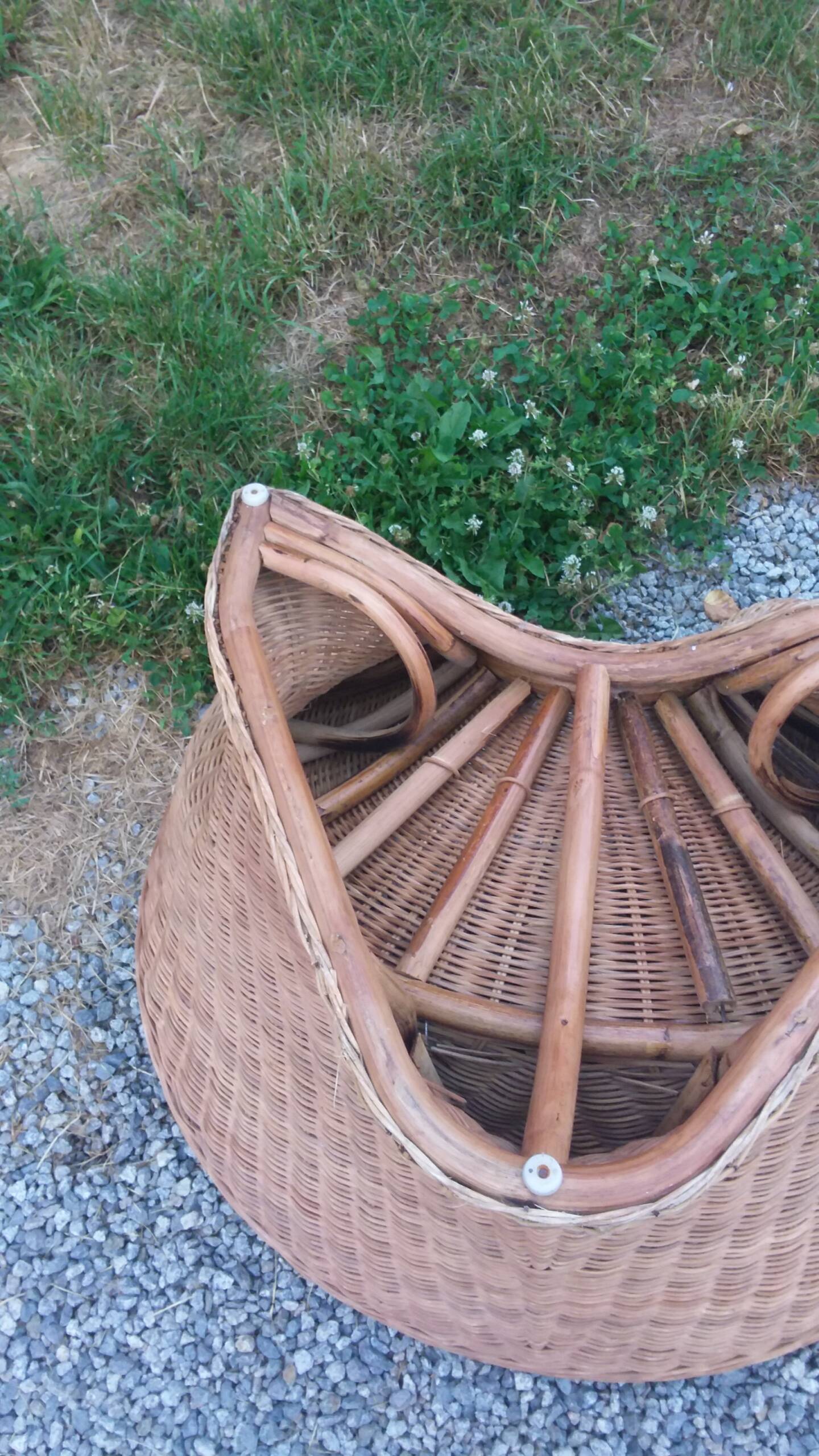 Rattan armchair and rattan coffee table from the 70s