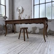 Table de ferme merisier pieds galbés XIXème