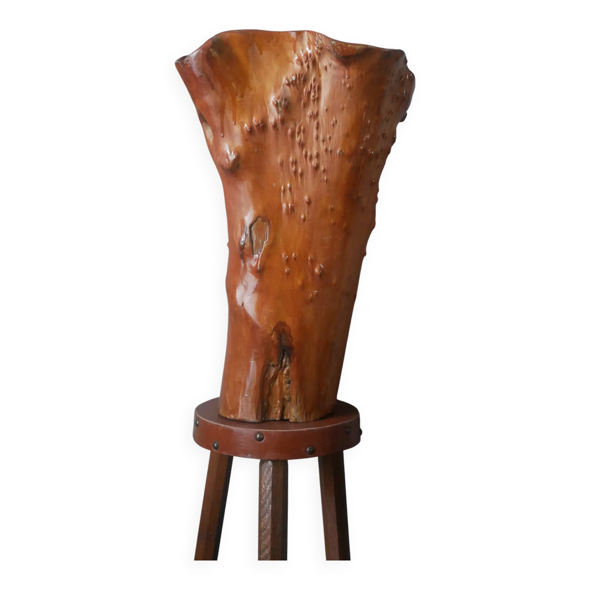Large contemporary design handcrafted wooden vase
